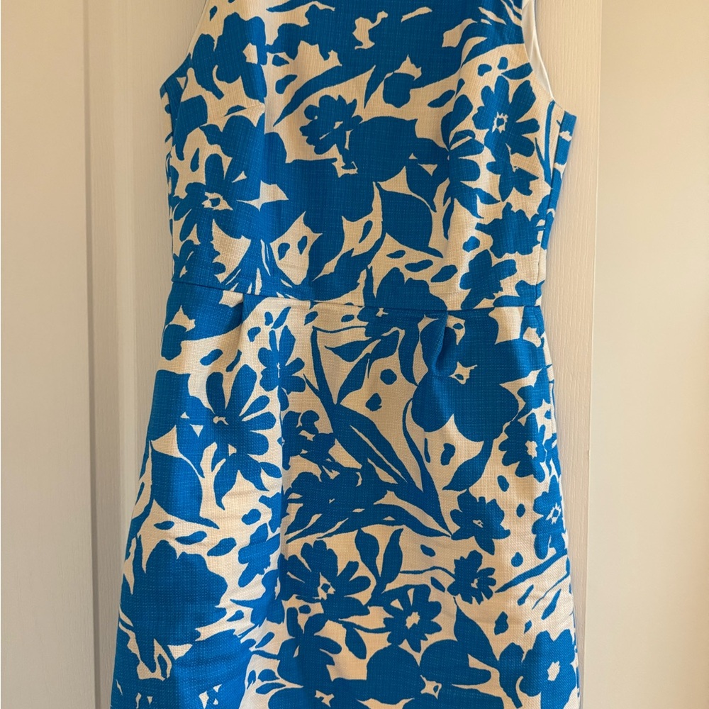 J. Crew Floral Blue and White Sleeveless Dress